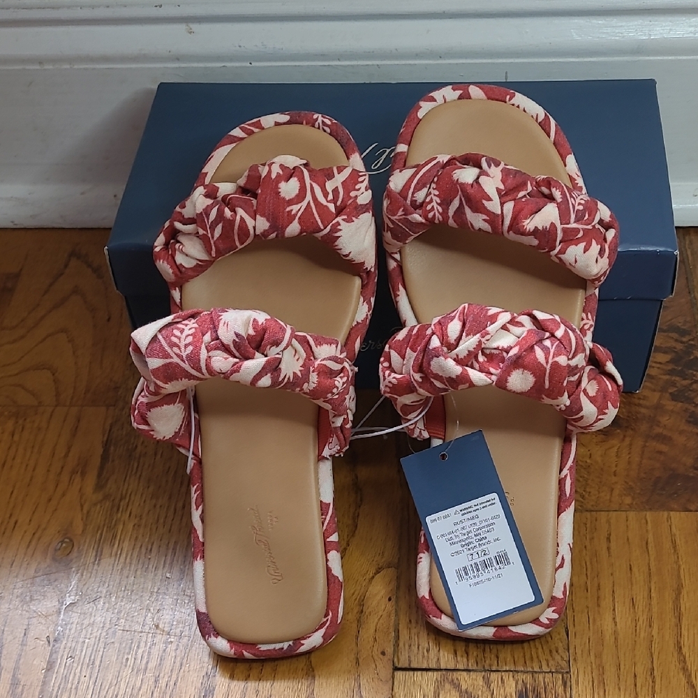 Red Floral Braided Strap Meg Sandal